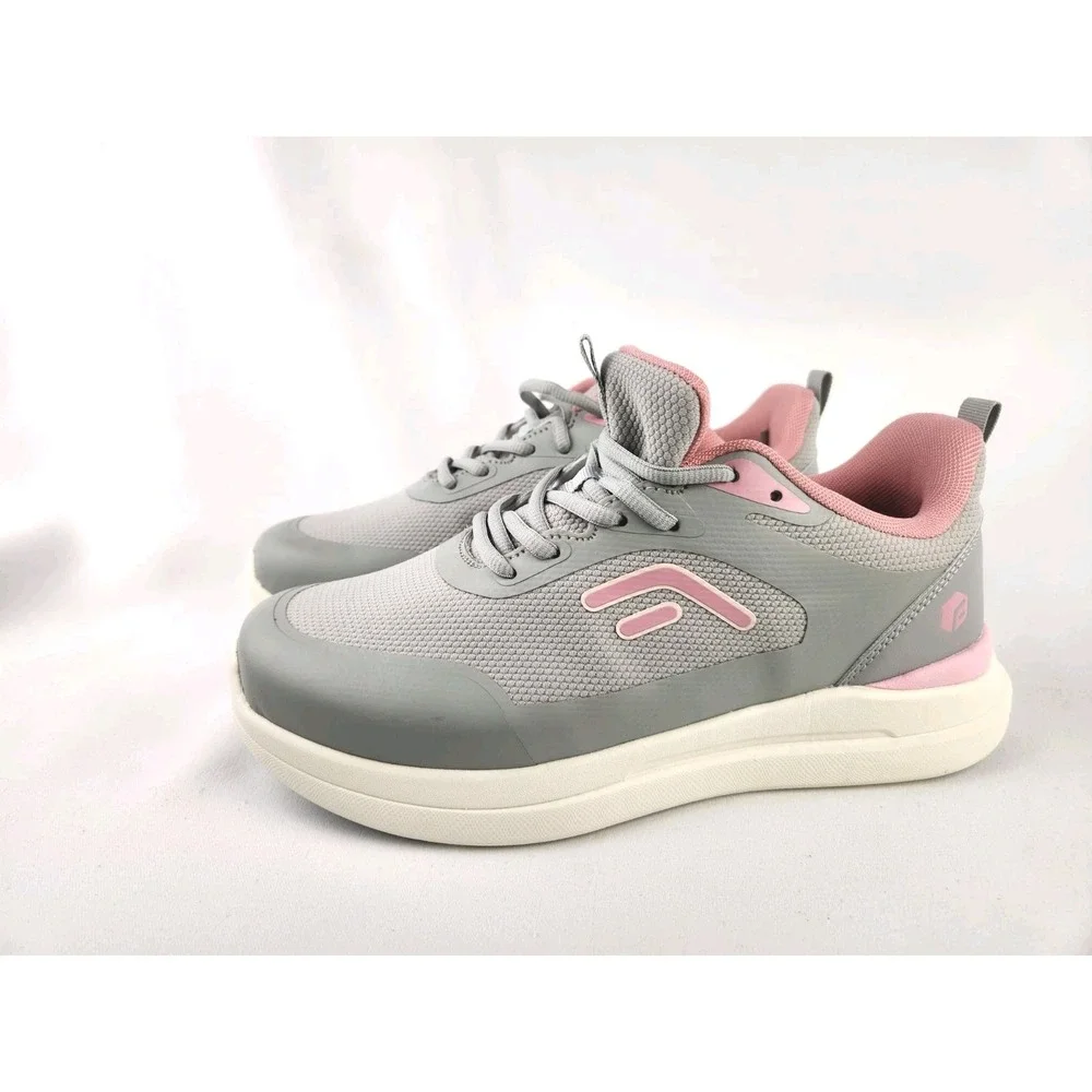 FitVille‎ Womens Sneakers 10.5 W Wide Pink Gray Toe Walking Shoes Training Gym
